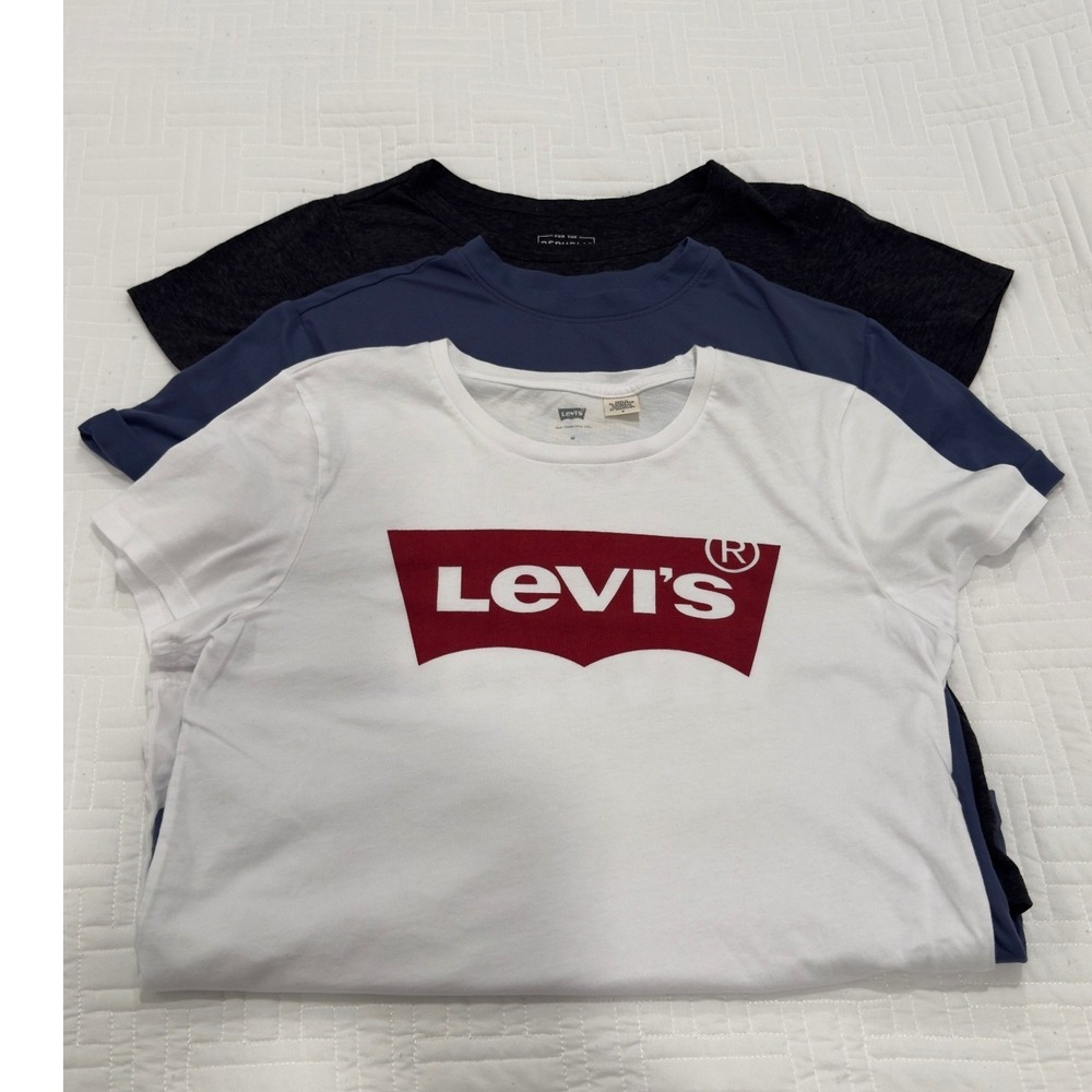 Levis For The Republic Womens Graphic T-Shirt Bundle 3Pack White Blue Charcoal M